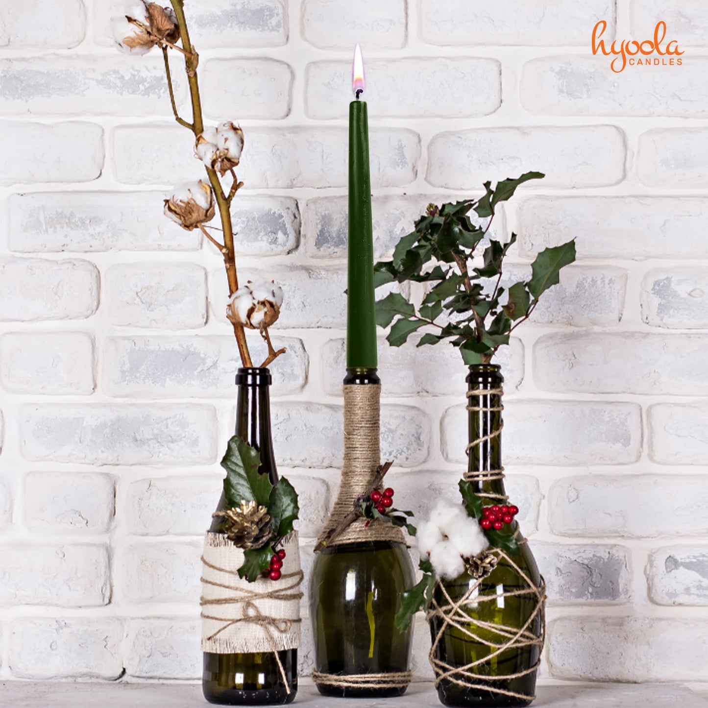 Hyoola Christmas Candles - Green and Red Taper Candles 10 Inch Dripless - 4 Pack Unscented Holiday Candles - European Made