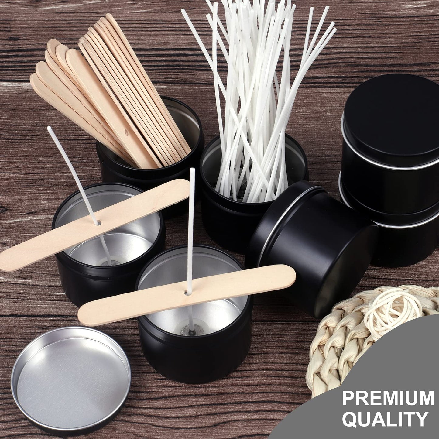 DINGPAI Candle Tin 18 Pcs, 4oz Candle Containers for DIY Candle Making, Black Color, Arts & Crafts, Storage and Holiday Gifts