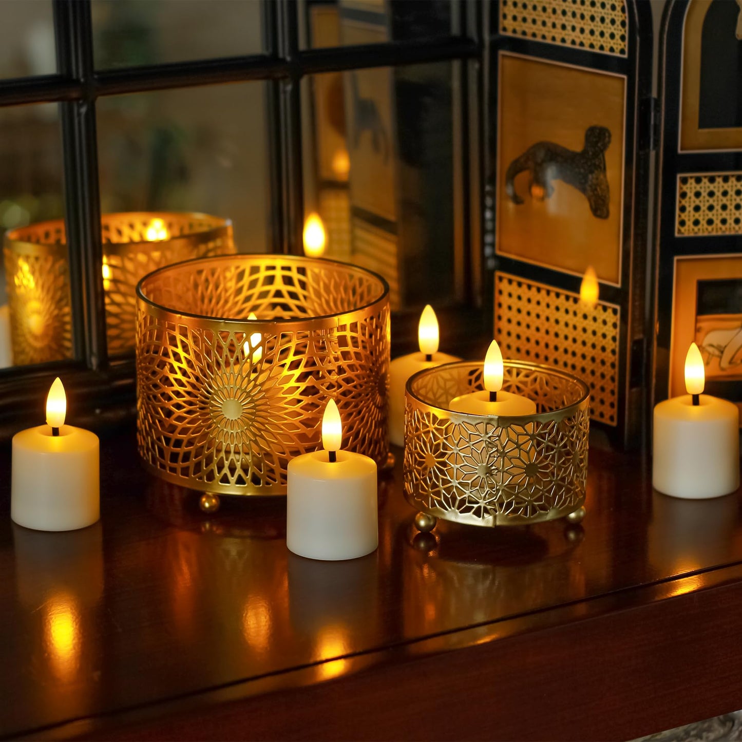 Mavandes Small Flickering Tea Light Flameless Candles with Battery and Remote,1.5" x2.5" Ivory LED 2/4/6/8H Timer Votive Battery Operated Pillar Plastic Long Lasting 6pcs Tealight Candles