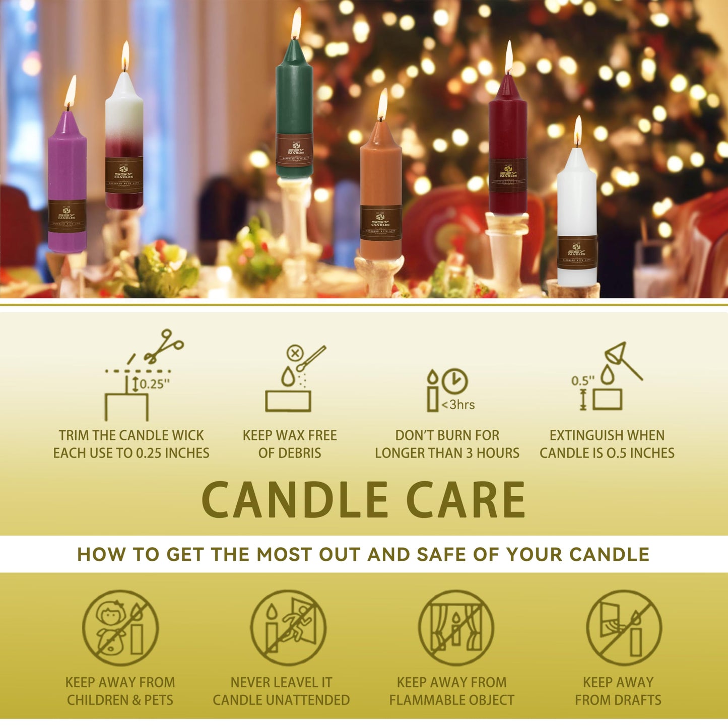 Metallic Gold Candle 5 Inch Short Smokeless Taper Candles 4 Pack Unscented Dinner Candle for Mother's Day Meditation Romantic Dinners Wedding Cozy Evenings