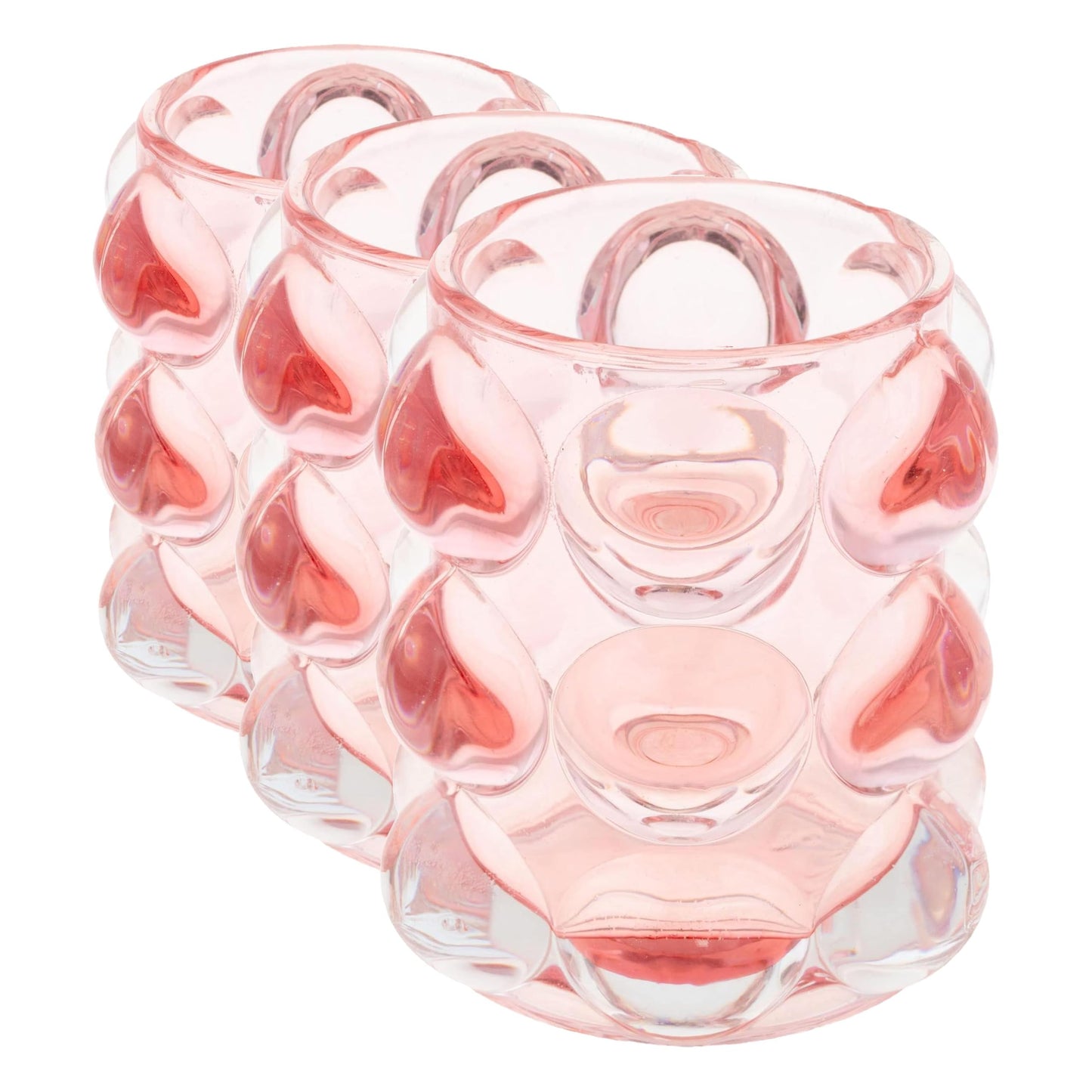 Karma, Lucia Hobnail Votive, Tea Lights Candle Holder, Glass Votive Candle Holders for Table Decorations, Baby Shower, Birthday Party, Weddings and Home Decor, Blush (Pack of 3)