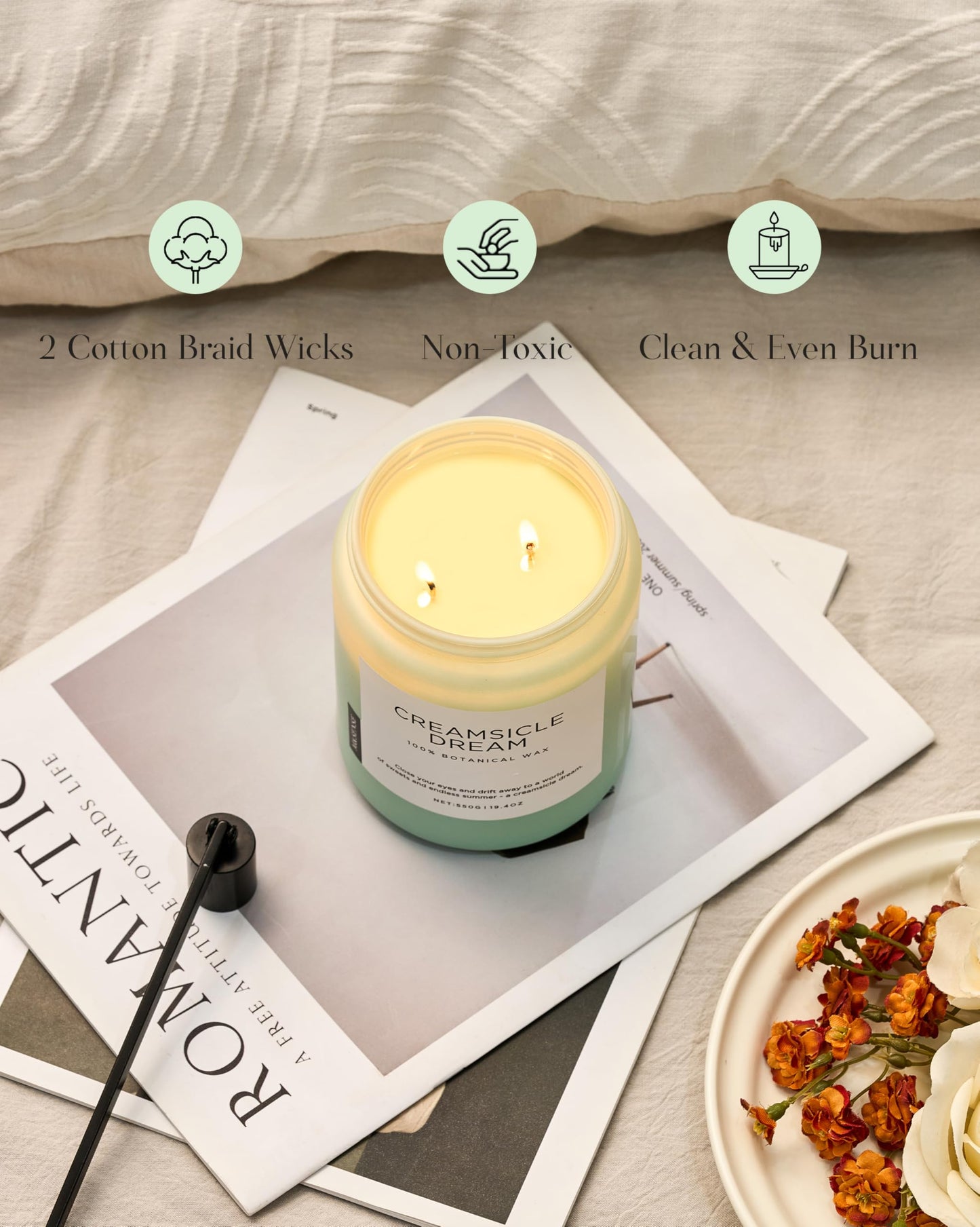 M&SENSE Orange Creamsicle Candle for Home Refresh & Spring Scenting, 19.4oz Soy Wax Candle with 110 Hours Burn Time, Non Toxic, Long Lasting Fragrance Gifts for Women & Mom