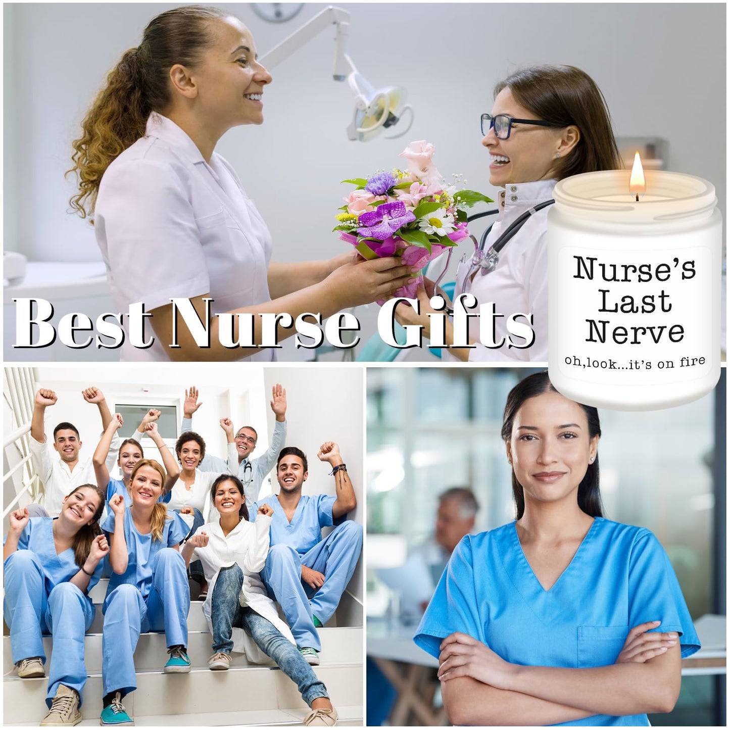 Homsolver Nurse Gifts for Women, Unique Birthday Christmas Graduation Thanksgiving Nurse Day Gift for Head Nurses, Nurse's Last Nerve Scented Candles