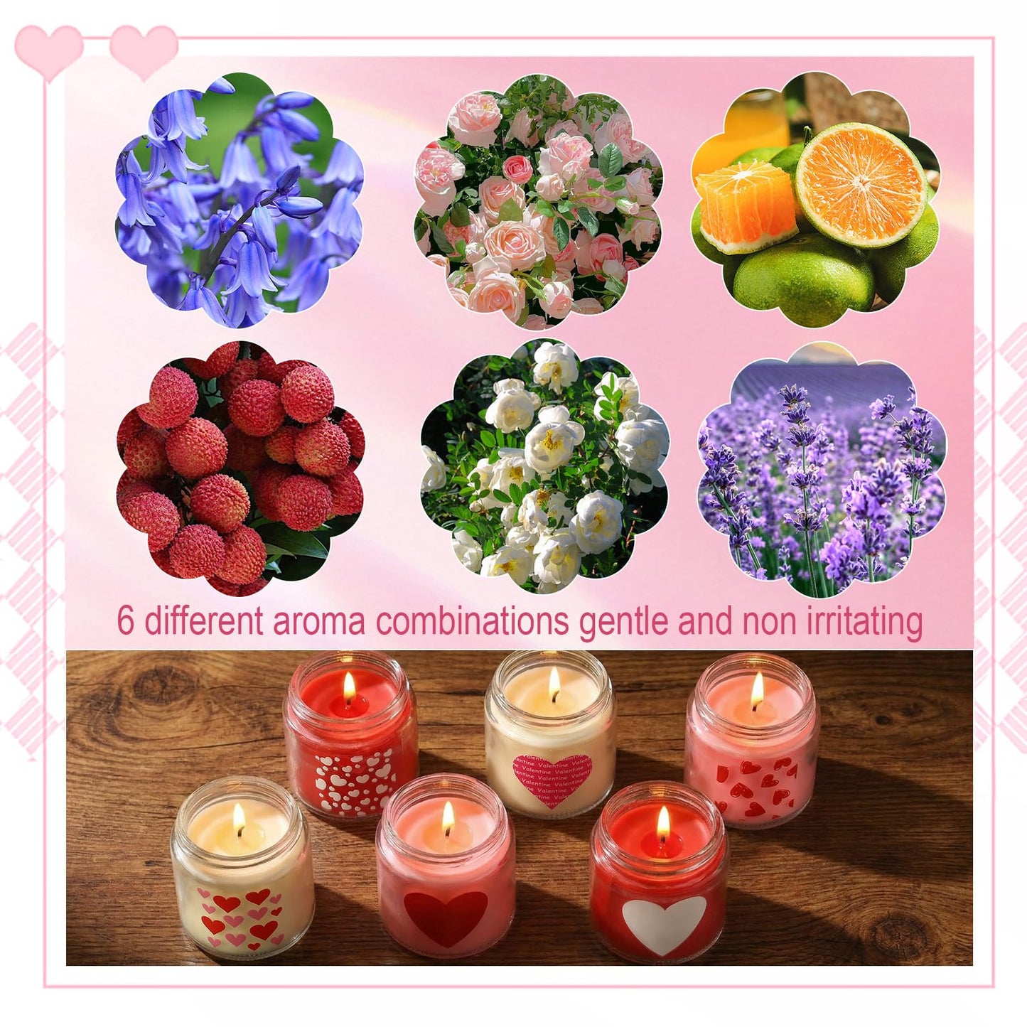 Sumind 6 Pcs Valentine's Scented Candle Gifts for Her Girlfriend Wife Long Lasting Burning Aromatherapy Heart Candle for Men Husband Boyfriend Romantic Anniversary Candles Gifts Valentine Deco
