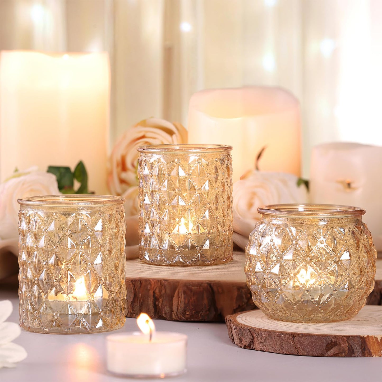 NITIME 12Pcs Assorted Gold Votive Candle Holders, Tea Light Candle Holder for Table Centerpiece, Gold Candle Holders for Wedding Centerpieces, Brithday and Holiday Decorations