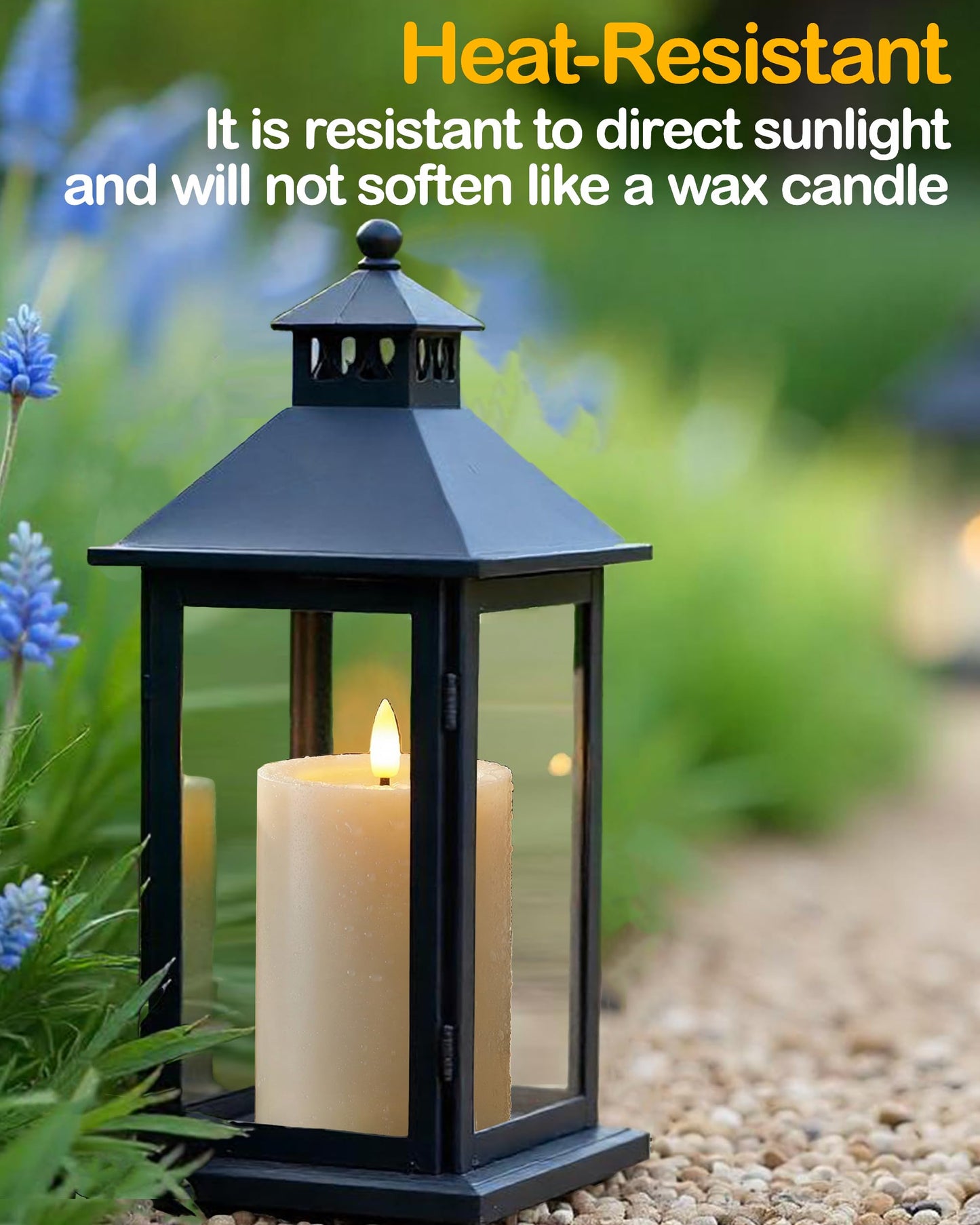 Gmnee 3"x6" Outdoor Waterproof Flameless Candles with Remote and Timers, LED Candles, Battery Operated Candles, Electric Fake Pillar Candles for Patio Porch, and Lanterns Decor (Ivory, Plastic)