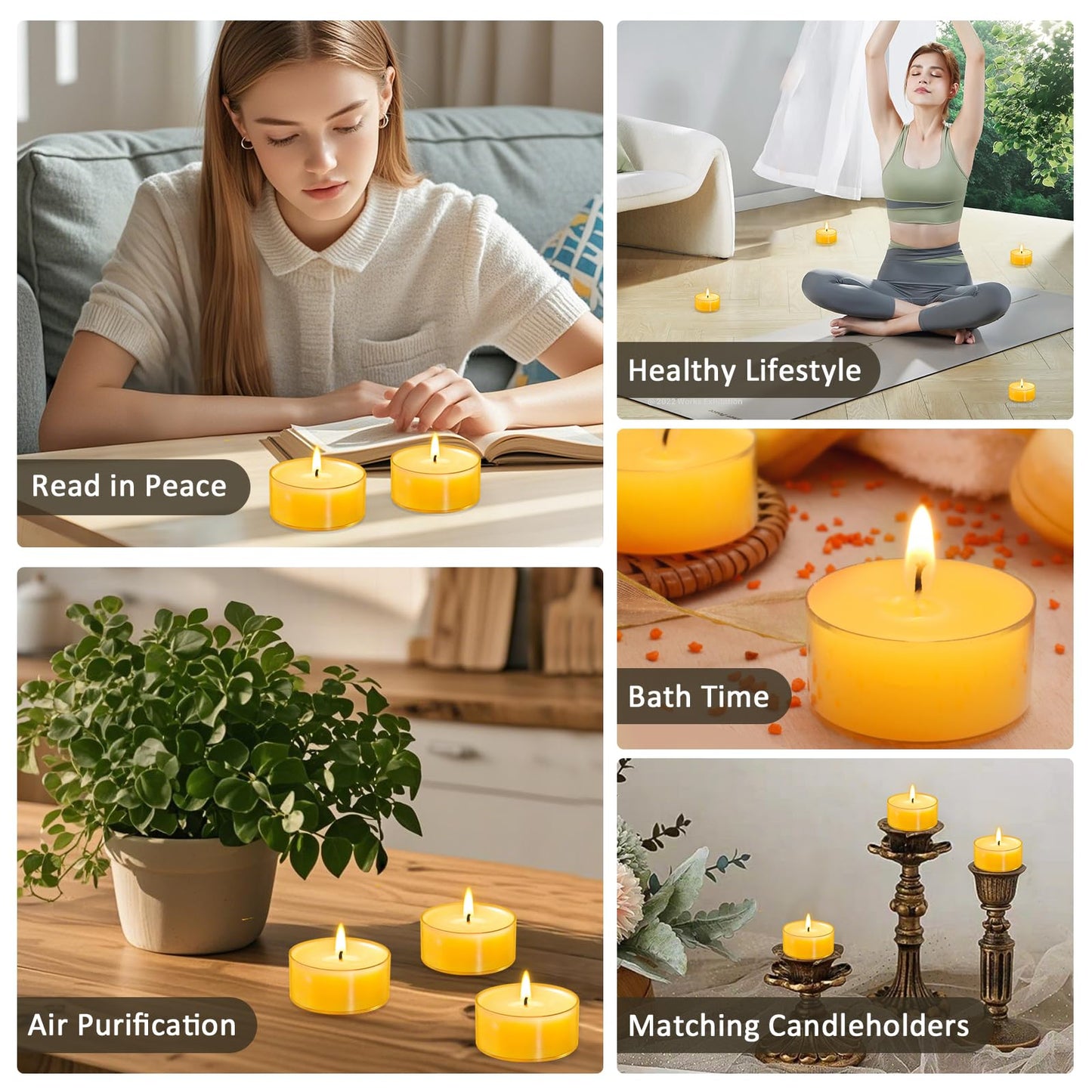 60 Packs Beeswax Tealight Candles, 4-Hour Extended Burn Time Pure Beeswax Candles Bulk, Natural Smokeless Clean Burn Bees Wax Candle for Wedding Party Home Deco Air Purification Fragrance