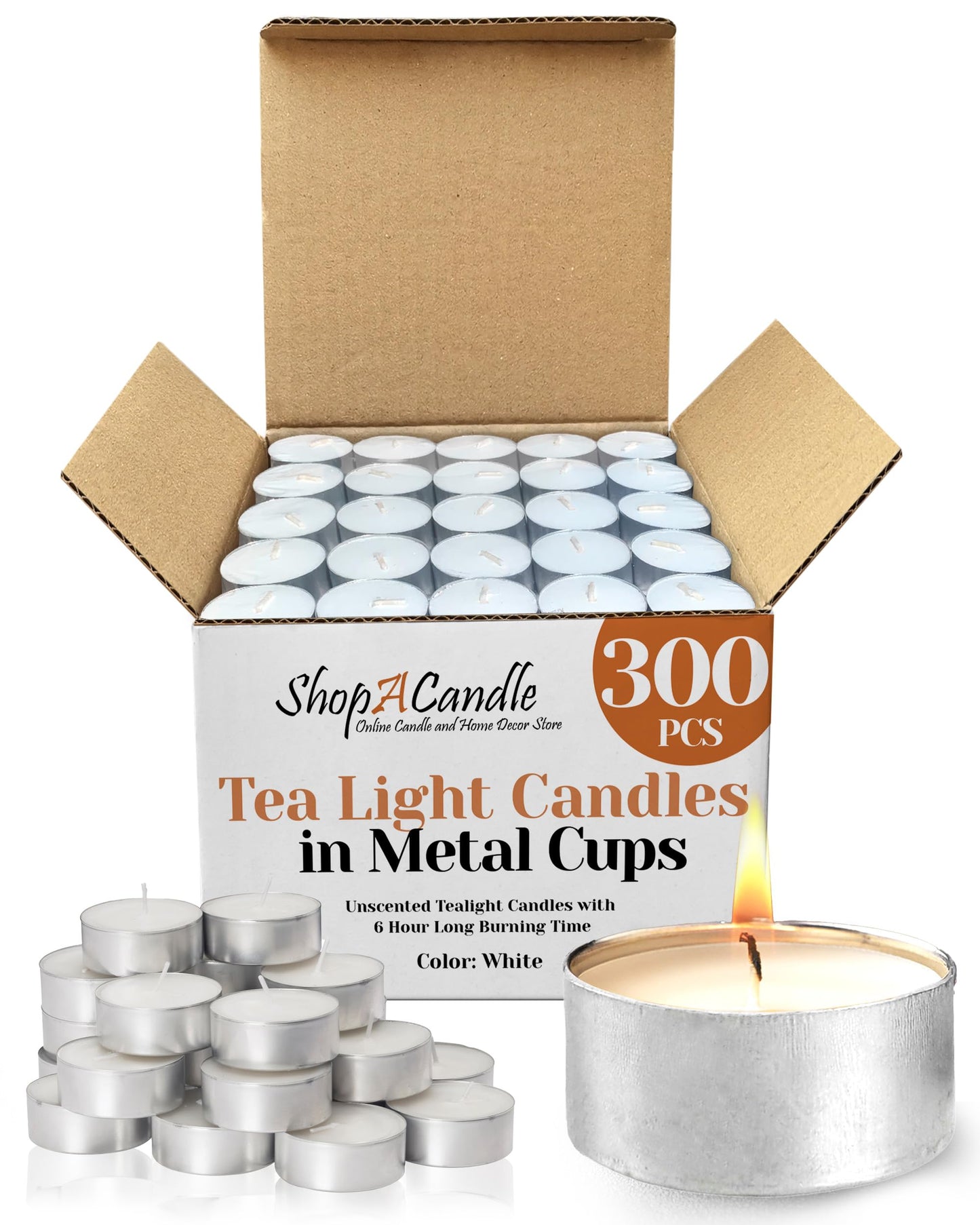 300 Pack Tealight Candles in Metal Cups - Clean White Unscented with 6 Hour Long Burning Time - Votive Candles Bulk for Romantic Dinner, Weddings, Spa & Hotels by PARNOO