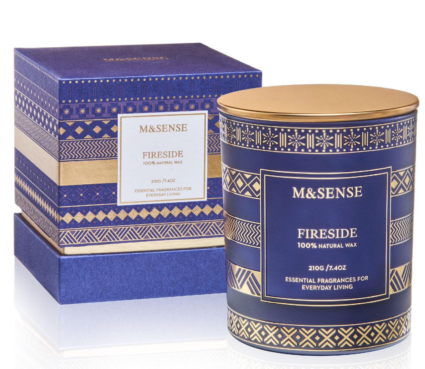 M&SENSE Fireside Scented Candle for Men, Masculine 7.4oz Winter Home Fragrance, Luxury Candle for Cozy Winter Room Decor, Housewarming New Year Gifts
