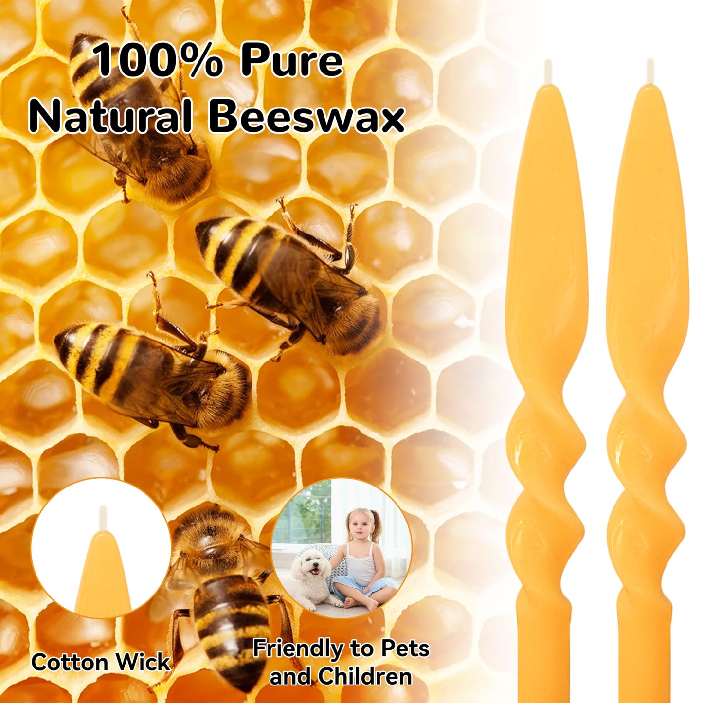 Beeswax Taper Candles Spiral Candle XINAOBAOLUO 10inches Bees Wax Candles Prayer Candles Non Toxic Candle Sticks Handmade Natural Honey Twisted Candlesticks Set for Table Home Decor Meditation 2pcs