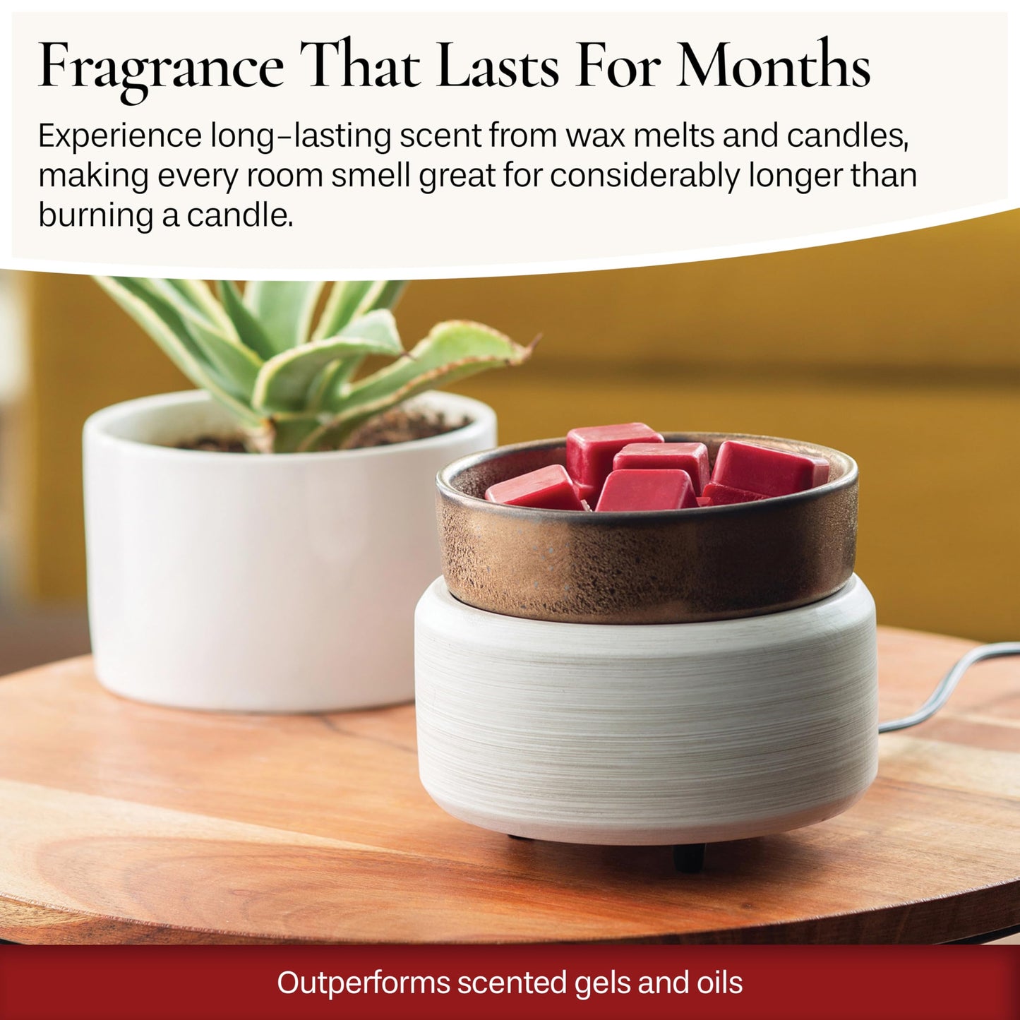 Candle Warmers ETC 2-in-1 Candle and Fragrance Warmer for Warming Scented Candles or Wax Melts and Tarts with to Freshen Room, Whitewashed Bronze
