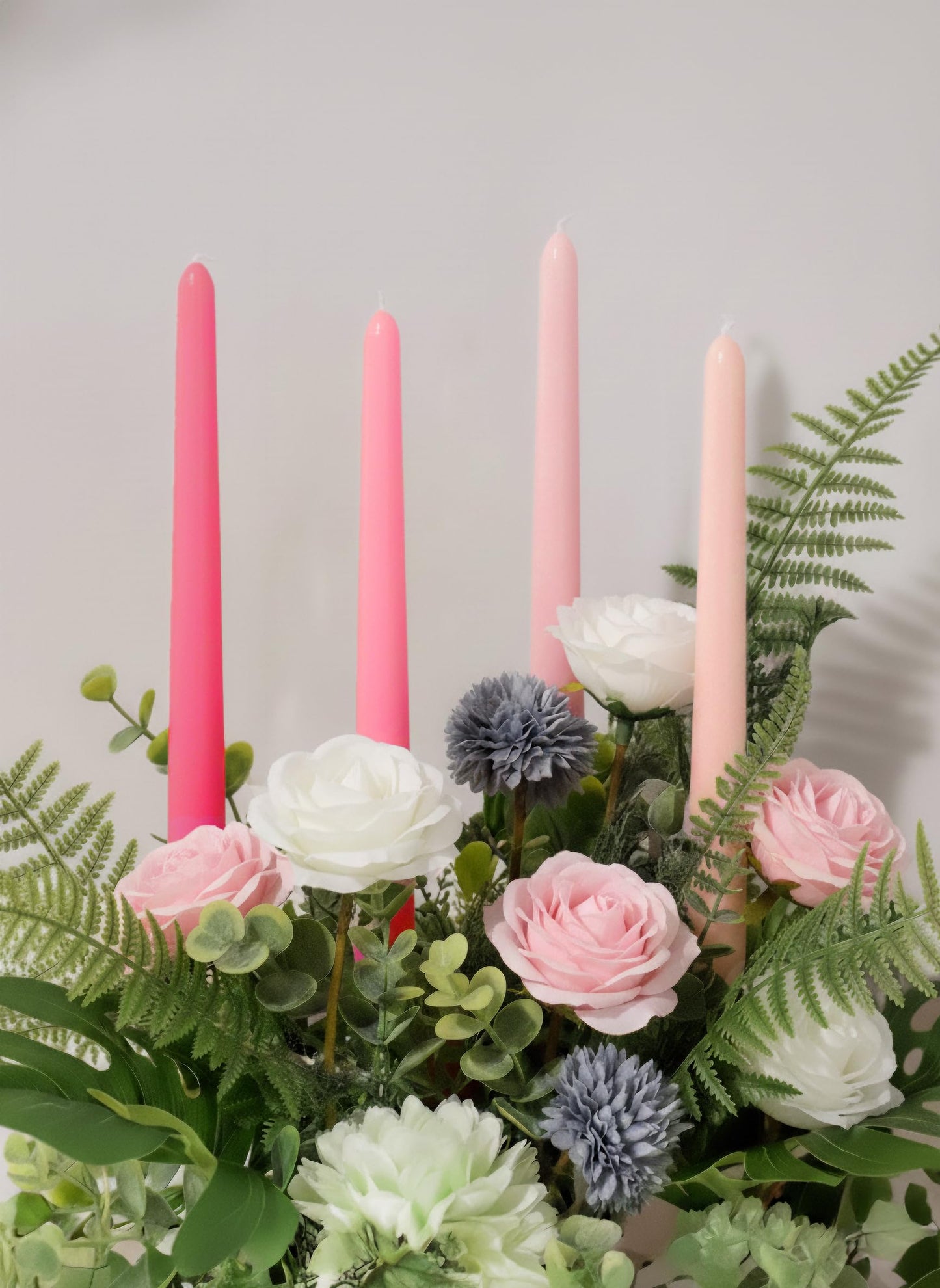 Homeology 12pk 10" Classic Taper Candles, Pink Shades, 7-8 Hours Long Burning, Unscented Tall Candlesticks