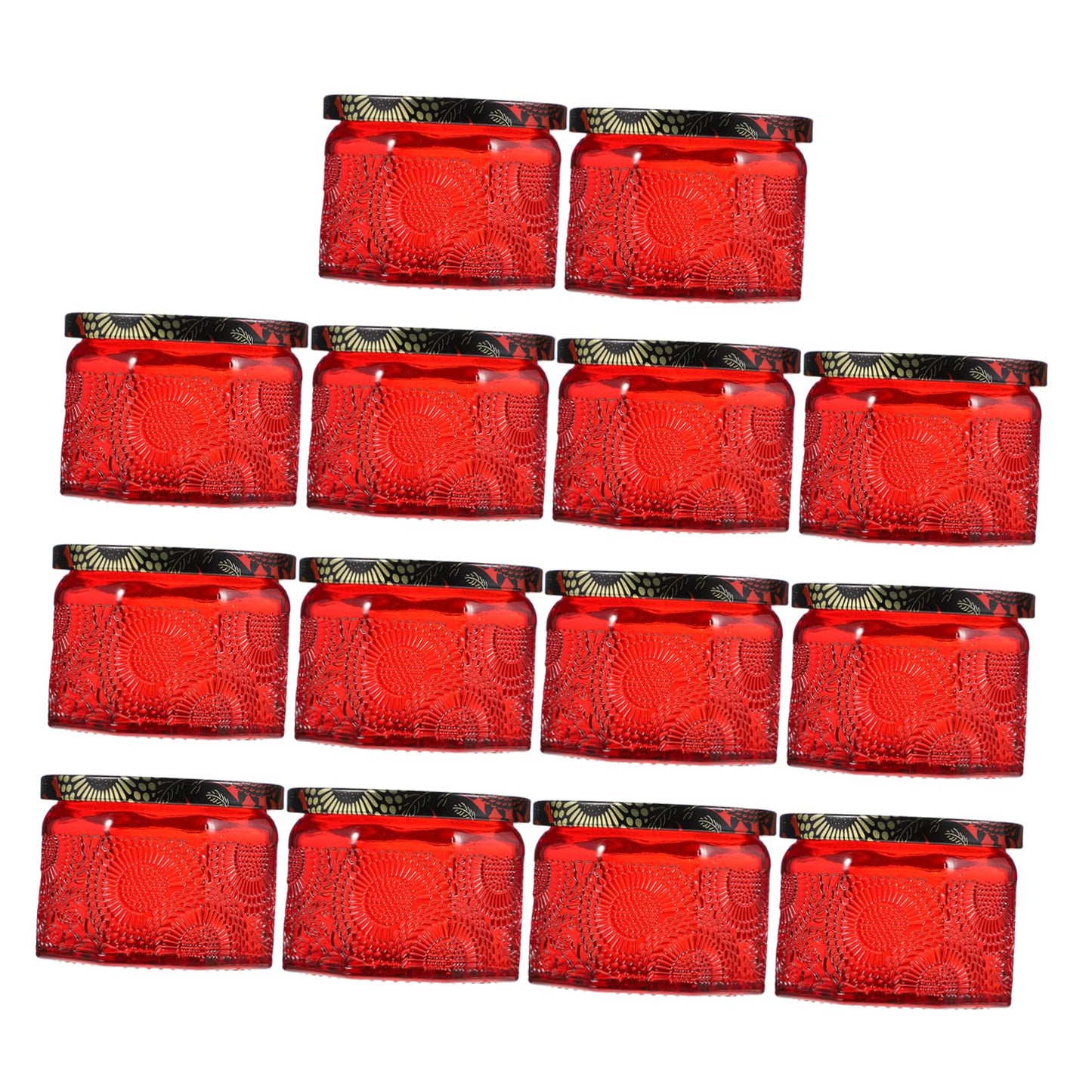 jojofuny 14pcs Glass Candle Containers Lids Embossed Jar Lids for Modern Decor Reusable Storage Can for Candle Making for DIY Gifts