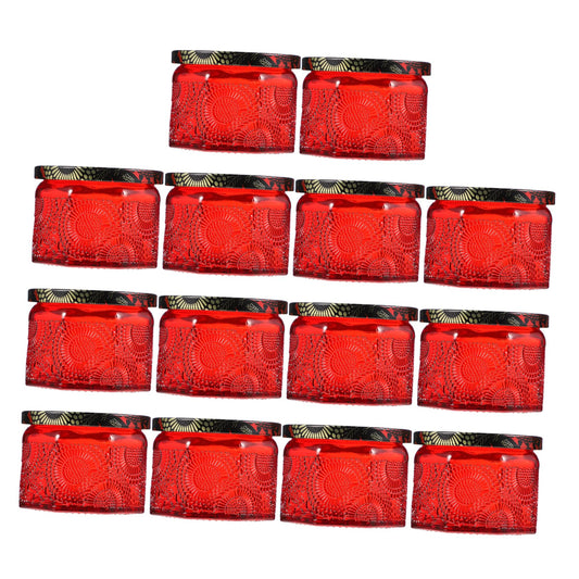jojofuny 14pcs Glass Candle Containers Lids Embossed Jar Lids for Modern Decor Reusable Storage Can for Candle Making for DIY Gifts