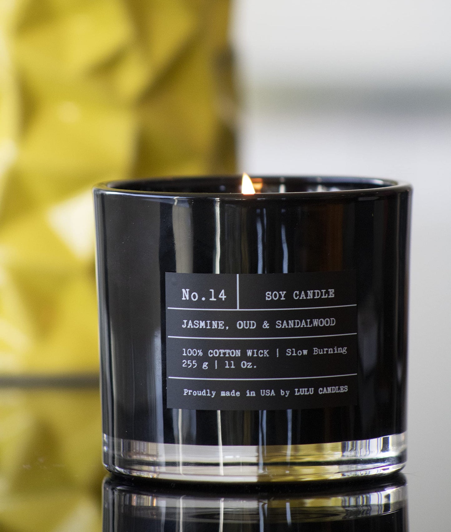 Lulu Candles | Jasmine, Oud & Sandalwood | Luxury Scented Soy Jar Candle | Hand Poured in The USA | Highly Scented & Long Lasting (11 Oz.)