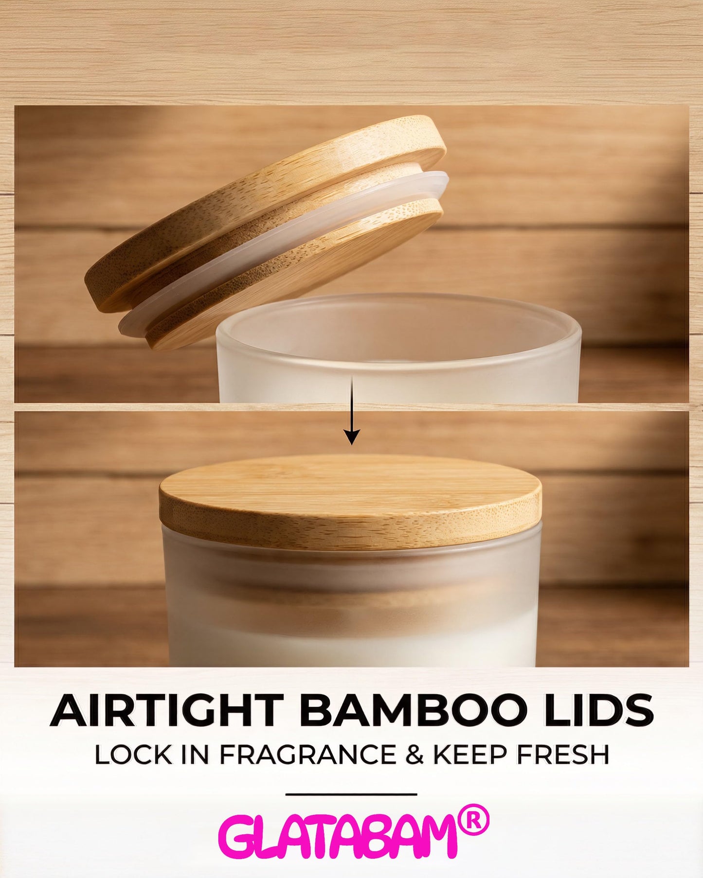 GLATABAM 7 OZ Candle Jars 12 Pack - Bulk Glass Candle Making Jars with Bamboo Lids & Labels, Heat Resistant Empty Reusable Candle Vessel for Containers(Frosted White)