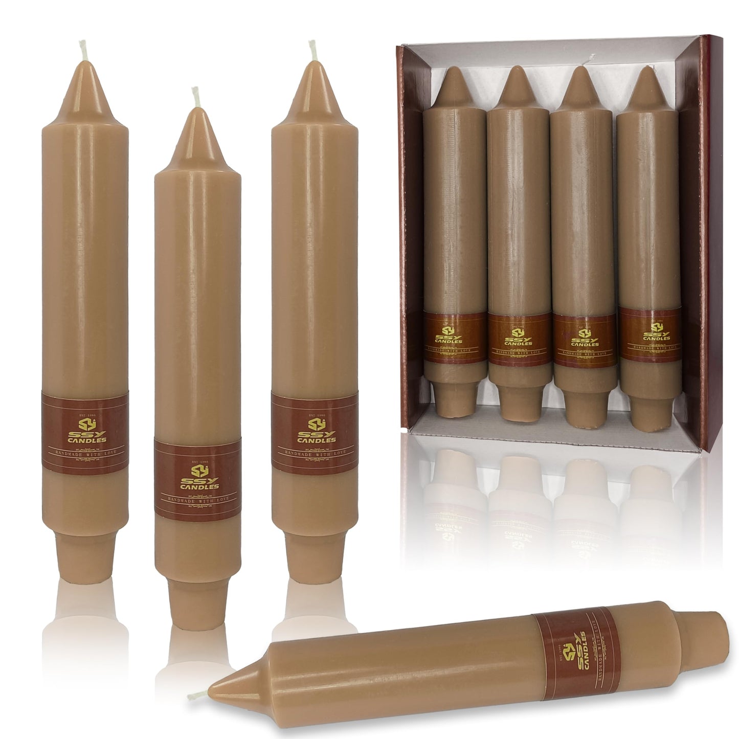 Taper Candle Smokeless Brown Tapered Candles 7 INCH Unscented Candle Sticks Cute Odorless Candles Easter Taper Candlestick for Home Dinner Wedding Party Women