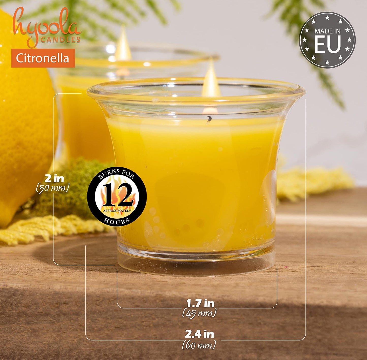HYOOLA Clear Cup Scented Votive Candles - Lily - 12 Hour Burn Time - 4 Pack - European Made