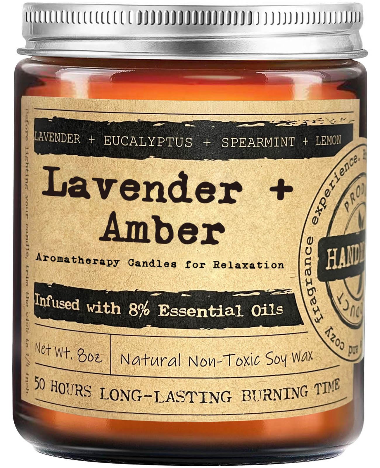 KOTKAS Amber Lavender Eucalyptus Candles for Home Scented - Aromatherapy Soy Candles Non Toxic Calming Candle Gifts for Women Relaxation Stress Relief Soothing Yoga Meditation Spa Bath Relaxing, 8oz