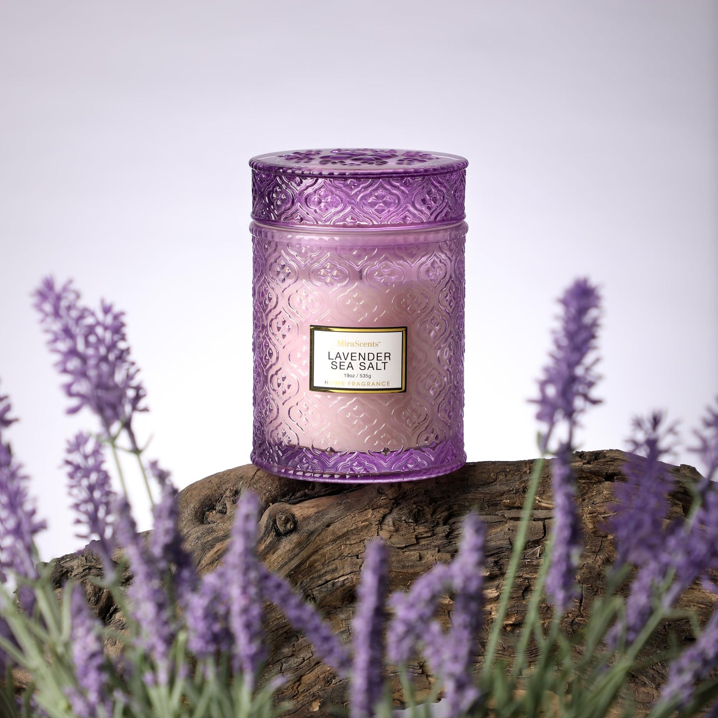 Lavender Scented Candle, 19oz Large Soy Wax Aromatherapy Candle, Lavender Sea Salt Luxury Glass Jar Candle for Home Decor, Relaxation Gifts for Women