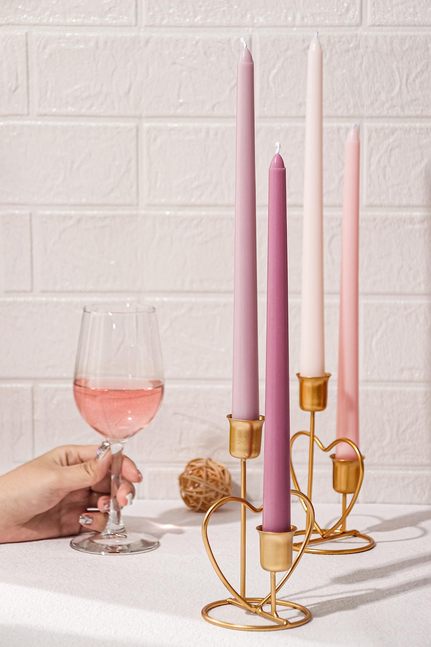 Viyffo 12 Inch Taper Candles Pink with a Purple Hue Set of 4 Unscented Smokeless Long Tall Tapered Candle for Candlesticks Sticks Wedding Advent Home Decor Dinner Christmas