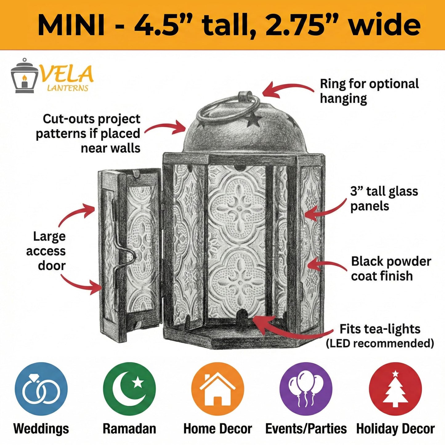 Vela Lanterns Tea Light Candle Holders, Votive Holders, Mini Moroccan Lamps, Decorative Metal Hanging Candle Lantern, Table Centerpieces, Small Indoor Shelf Decor, Turkish Ramadan Decor, 16pc, Blue