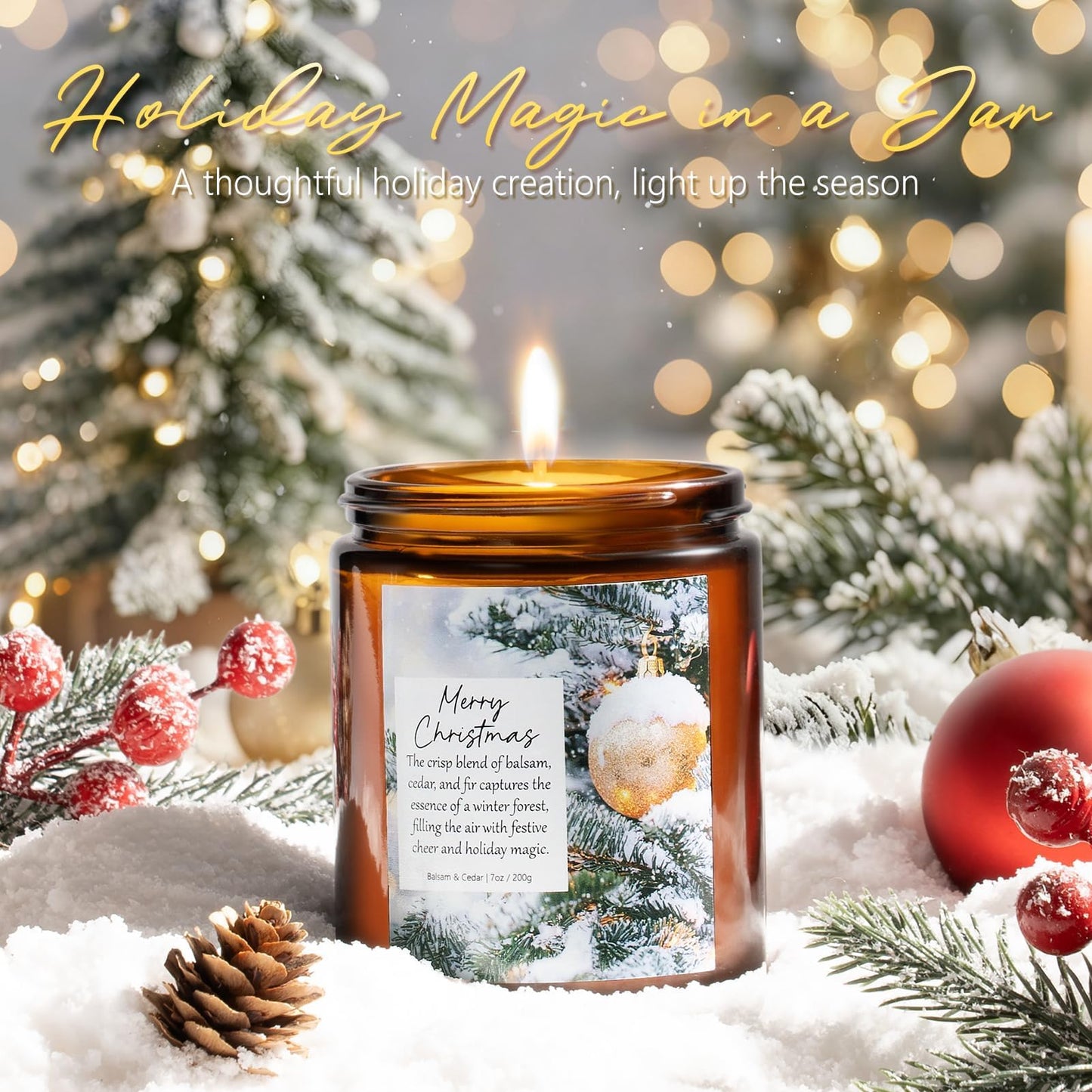 Christmas Candles Set, 4 Pack Xmas Scented Candles for Women, Winter Soy Candle for Home Scented Holiday Candle Gift Set, Christmas Gifts for Women Men- Balsam Cedar/Apple Pie/Citrus/Vanilla Coconut