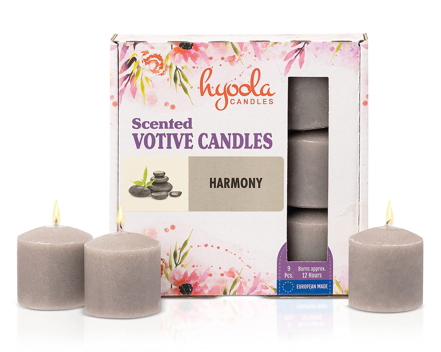 HYOOLA Scented Votive Candles - Harmony Votive Candles -12 Hour Burn Time - 9 Pack - European Made