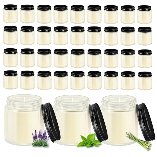 ACITHGL 36 Pcs 4oz Mini Mason Jar Candles Small Scented Candles Bulk Aromatherapy Ideal Souvenir Favors for Wedding Birthday Party (Sage, Mint, Citronella, Black)