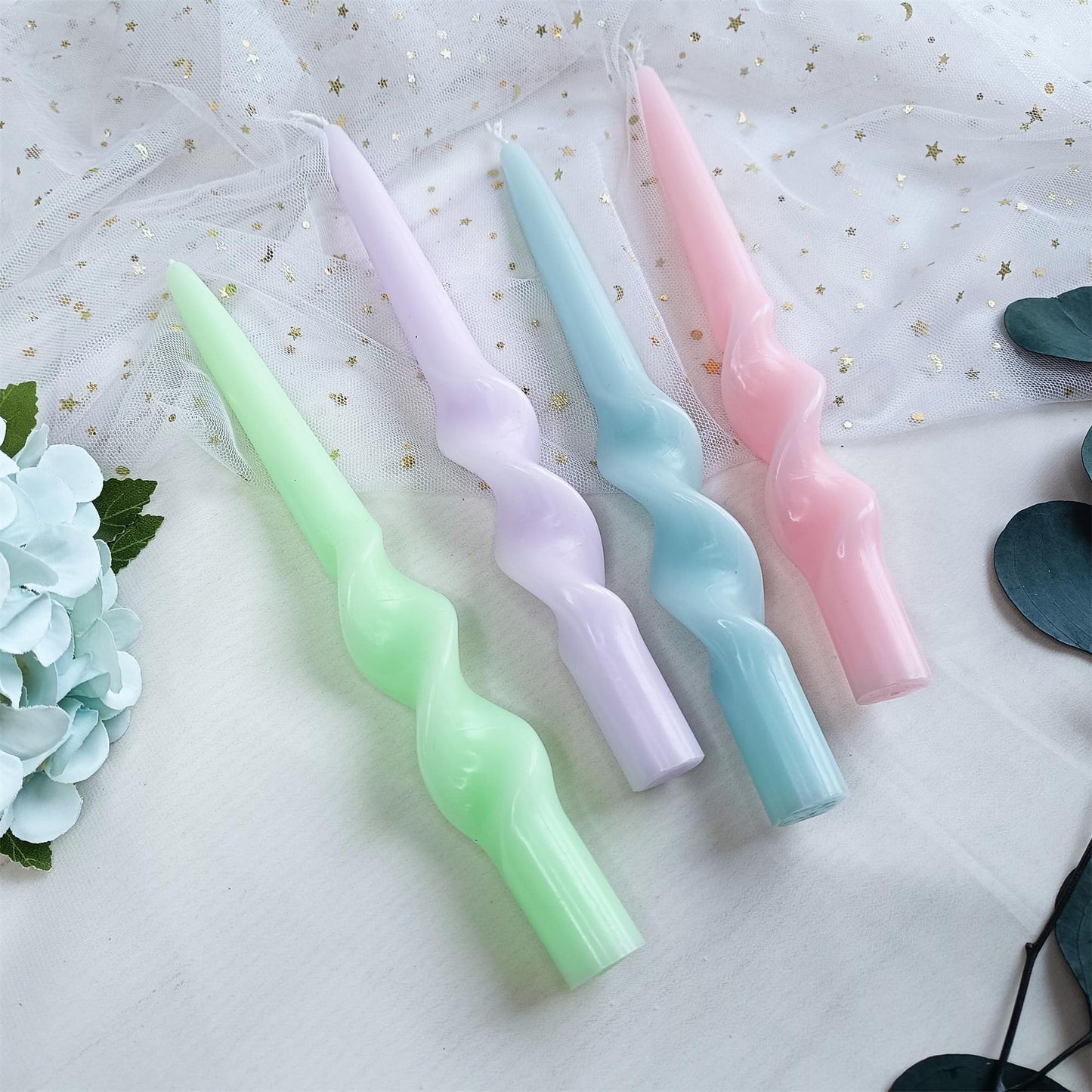 Gedengni 8pcs Dripless Candle Sticks Summer Taper Candlesticks,10 Inches Pink Tapered Candles Green Candle Stick Colorful Taper Candles Blue Dinner Candle Wax for Home Party Women Gift