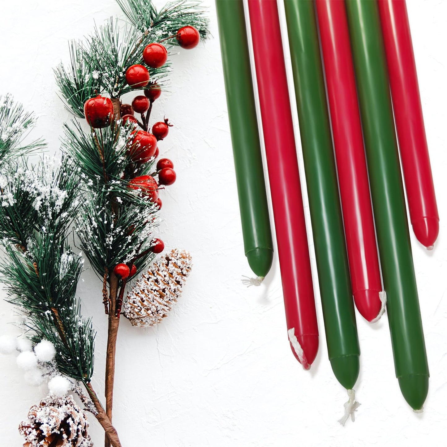 Christmas Taper Candles Unscented Tapered Candlesticks Red Candle Sticks for Table Centerpiece Kitchen Home Porch Patio Decor