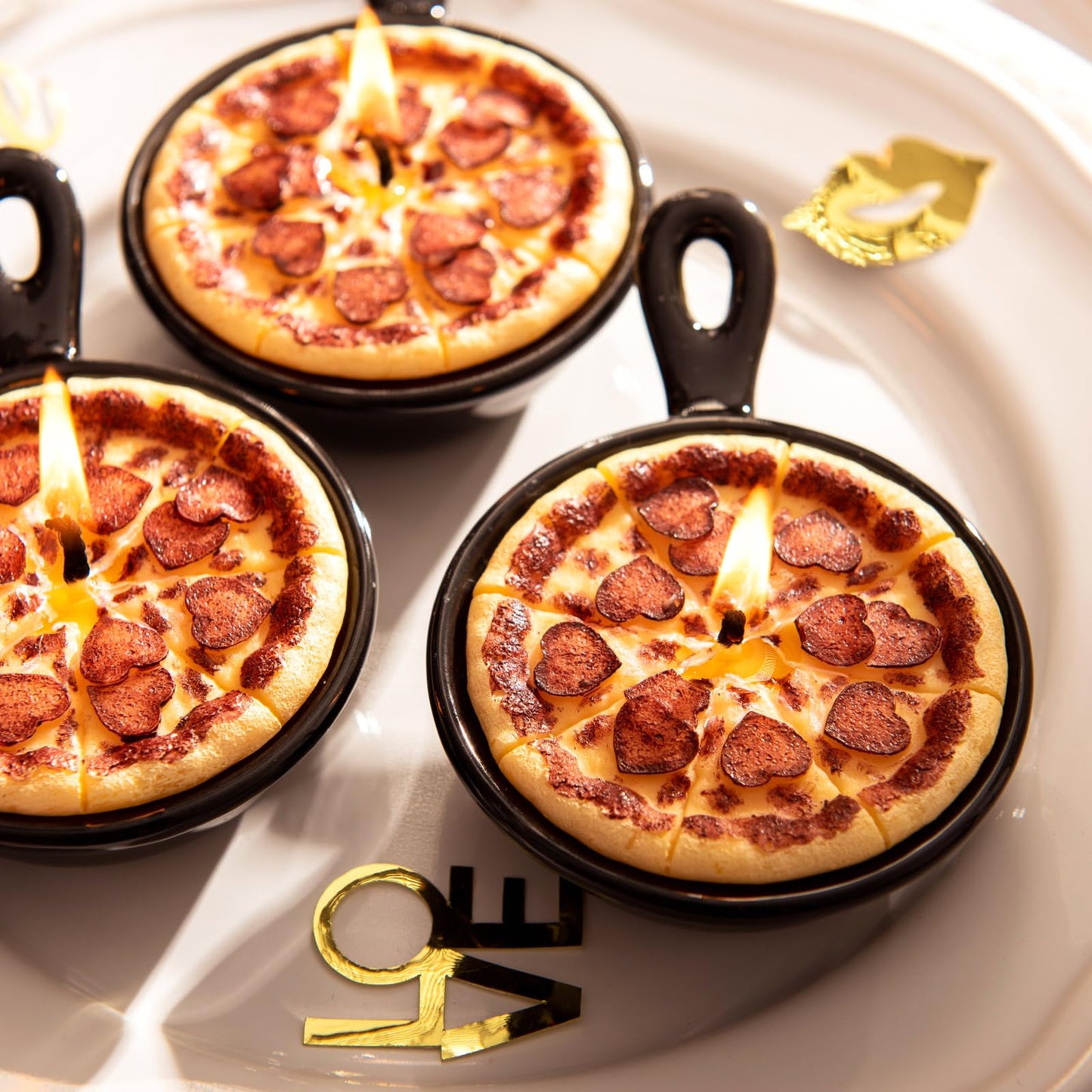 Pepperoni Pizza Scented Vegetable Wax Candles Trio(3Pcs/Pack)