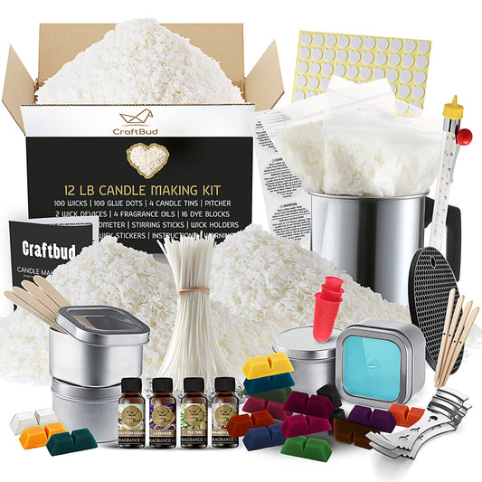 Soy Candle Making Kit for Adults, Candle Making Supplies Kit for Adults & Kids, 12Lb Soy Wax for Candle Making, Complete DIY Candle Making Kit for Adults Includes Wax Melter, Candle Wicks, Dyes & More