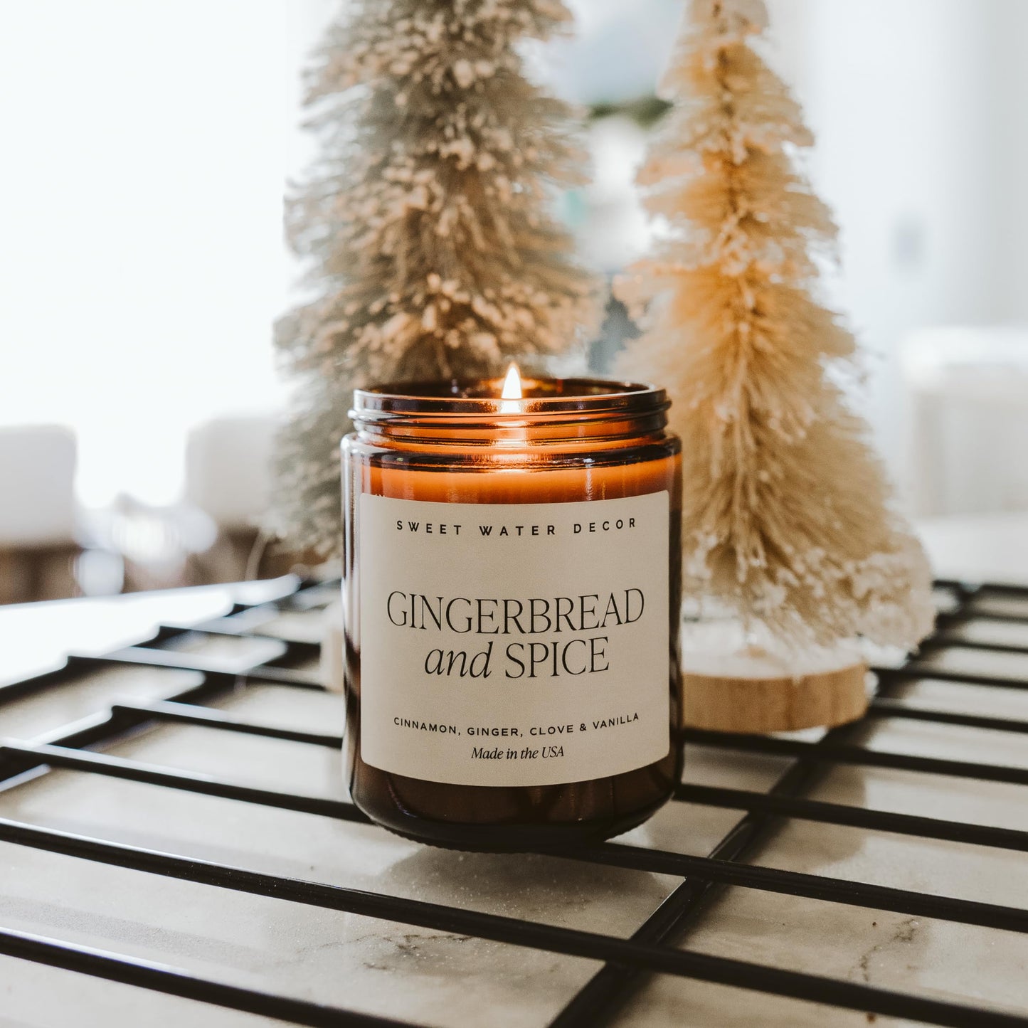 Sweet Water Decor Gingerbread and Spice Soy Candle - Cinnamon, Vanilla, and Gingerbread Scented Candle for Home - Christmas Candle 9oz Clear Jar, 40 Hour Burn Time, Made in the USA