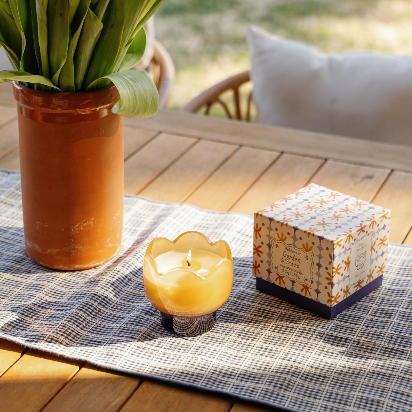 Paddywax Tulip Candle Collection Scented Soy Wax in Milky Glass Vessel, Home Décor Candle for Living Room, Bedroom & Office, Reusable Holder, 5.5 oz, Garden & Grove