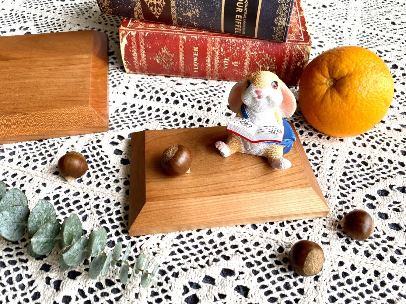 WIN CHAMP Solid Cherrywood Pedestal, Rectangular Wood Display Base with Bevel, Modern Farmhouse Decor Wooden Riser for Display (6" x 4" x 7/8")