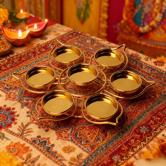 Lotus Tealight Votive Candle Holder, Diwali Decorations for Home, Reusable Metal Diwali Diya for Puja Wedding Navratri Housewarming Gifts Home Decor