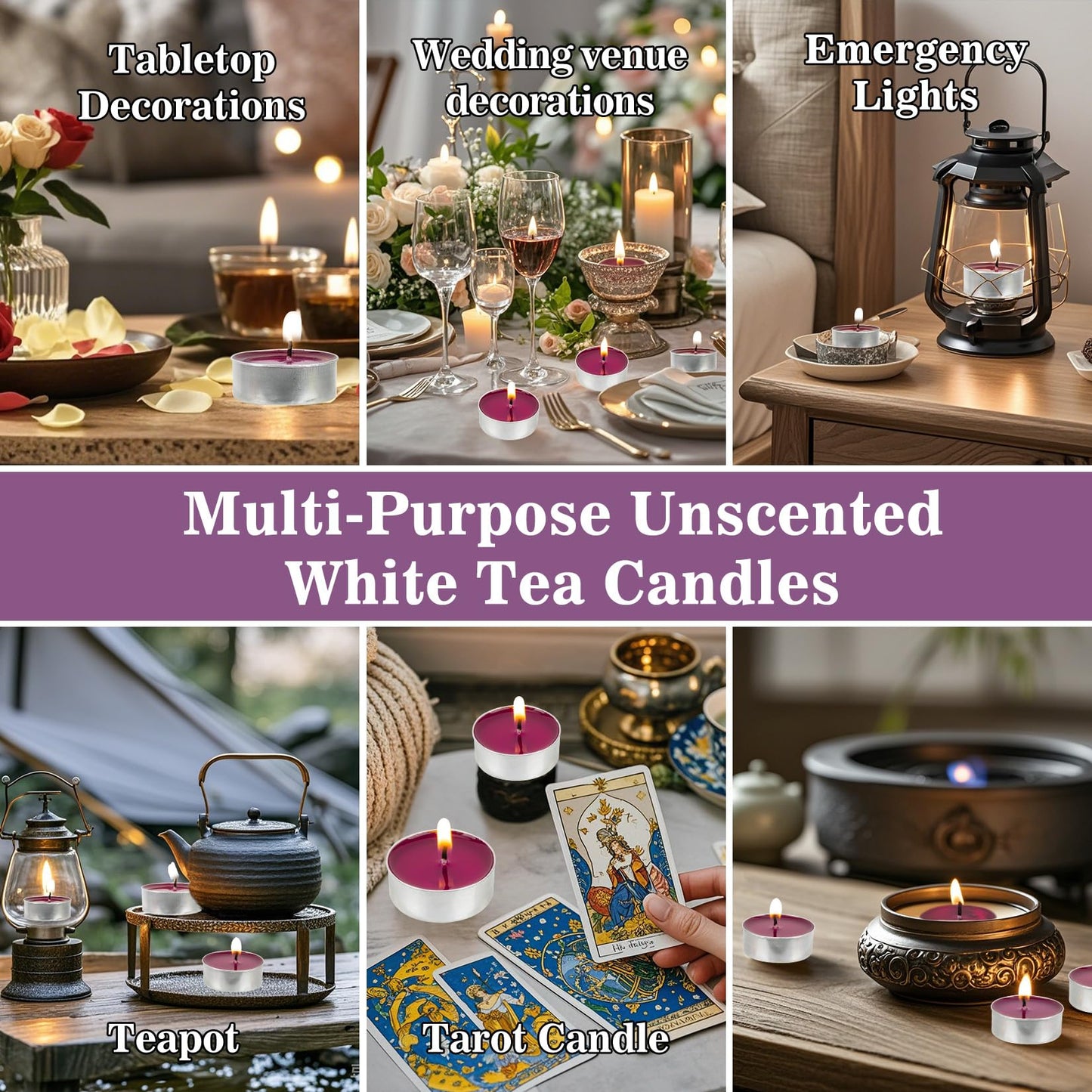 Purple Tea Lights Candles Bulk - 25Pcs MAQIHAN Tea Candles Mini Votive Mini Candle with Cotton Wick for Home Decoration,Pool,Shabbat,Wedding,Emergencies