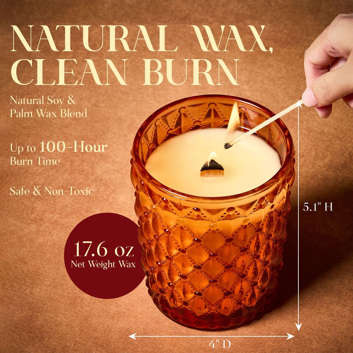 M&SENSE 16.6oz Wood Wick Scented Candle, Non Toxic Soy Wax with Crackling Wick, OrangeGoji Scent 100H Burn Long Lasting for Bedroom Kitchen Home Decor, Housewarming Gifts for Family Friends