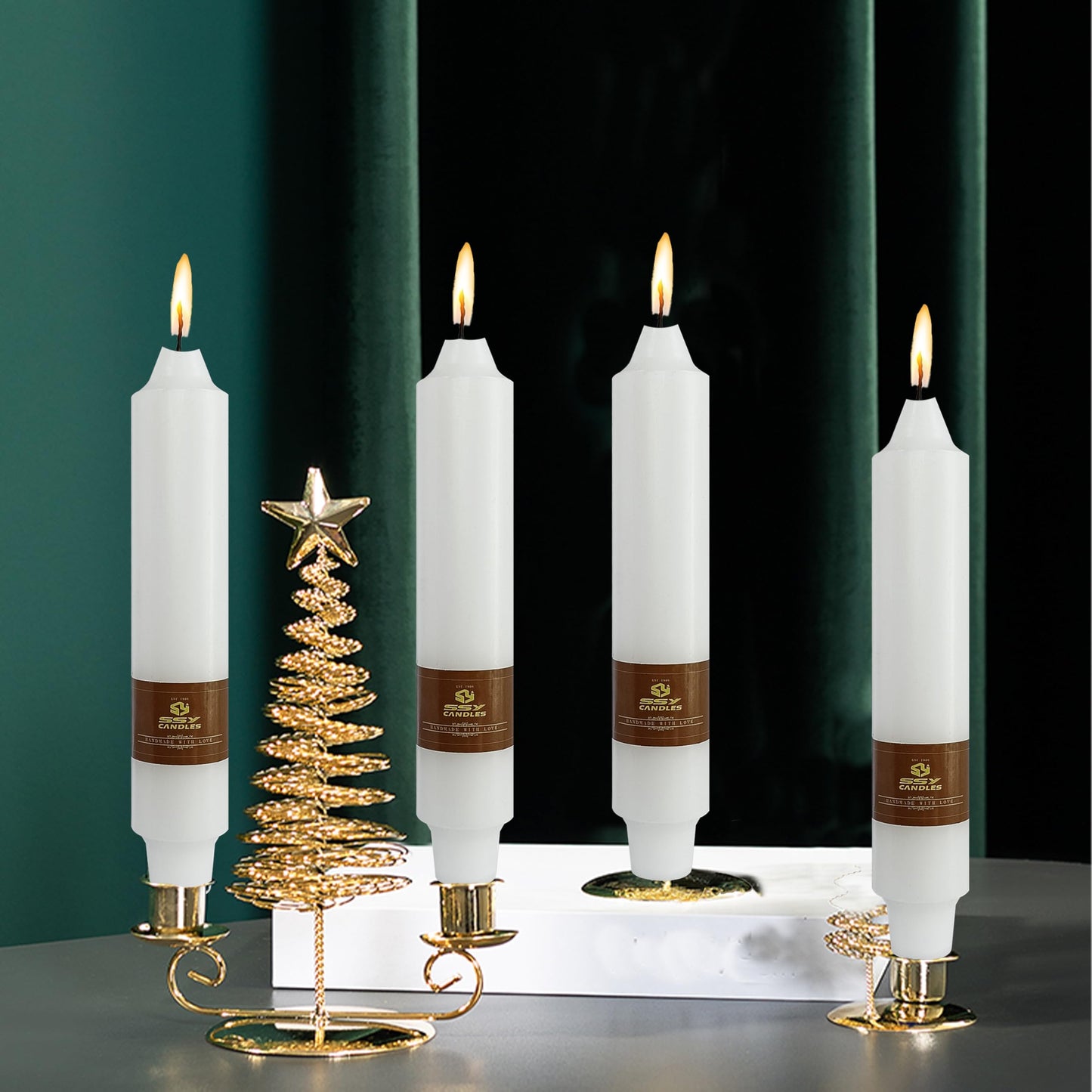 White Wedding Candles Unscented Tapered Candle 7 inch Short Candle 4 PCS Smokeless Candlesticks Long-Burn for Home Dinner Wedding Party Decoration