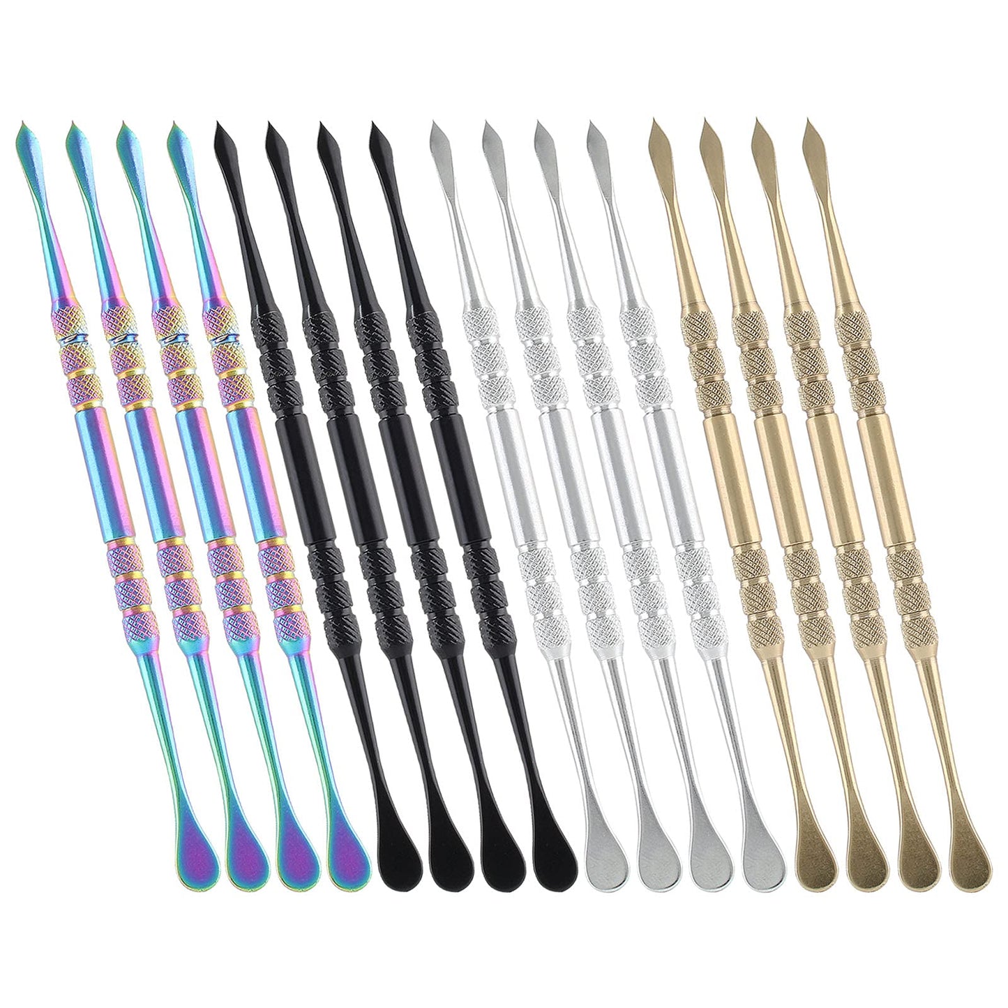 Suiwotin 16PCS Wax Carving Tool, Stainless Steel Sculpture Tool Wax Tools Kit Sculpting Tool Spoon, Double-Headed 4.6" Length and 4 Colors