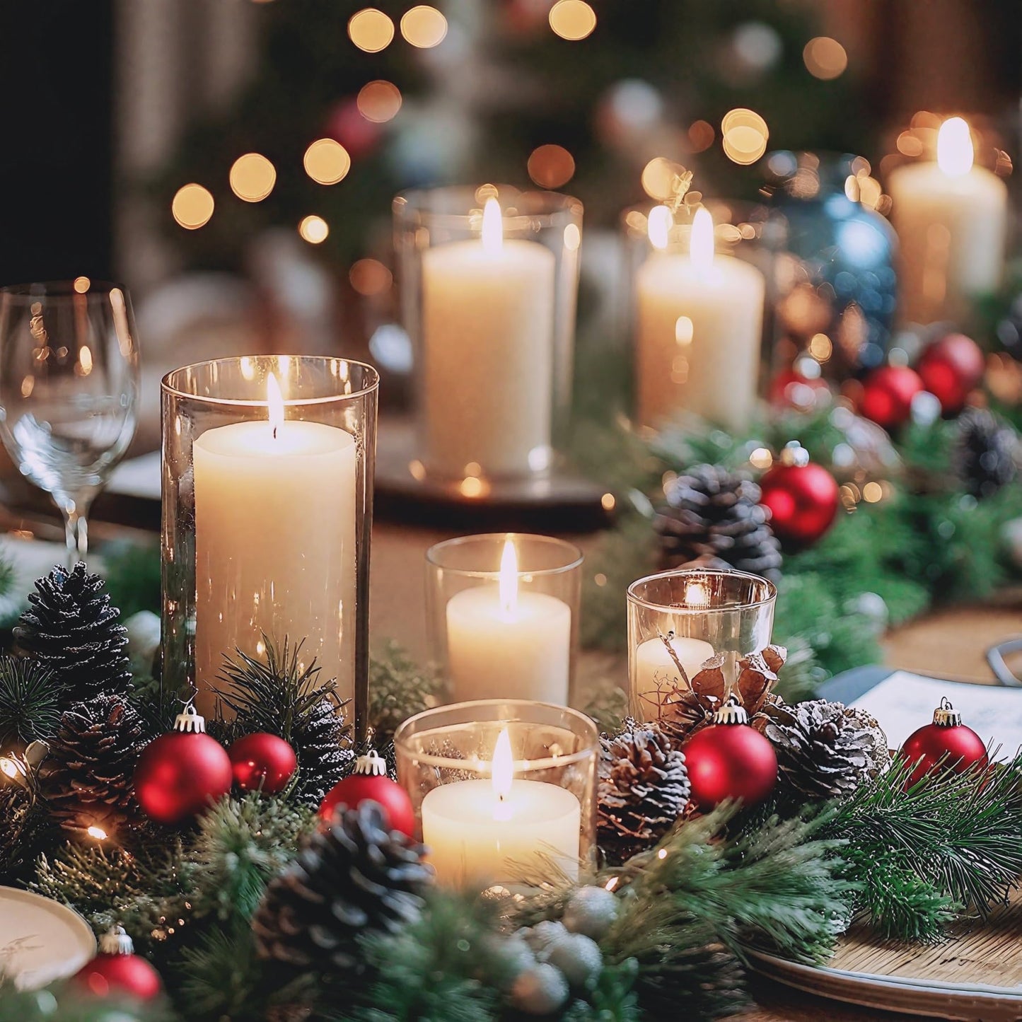 ZJGXH 24 Pcs White Pillar Candles and Glass Cylinder Vases Clear Glass Pillar Candle Holders Hurricane Glass Candle Holders for Table Centerpieces Wedding, Party, Event, Home Office