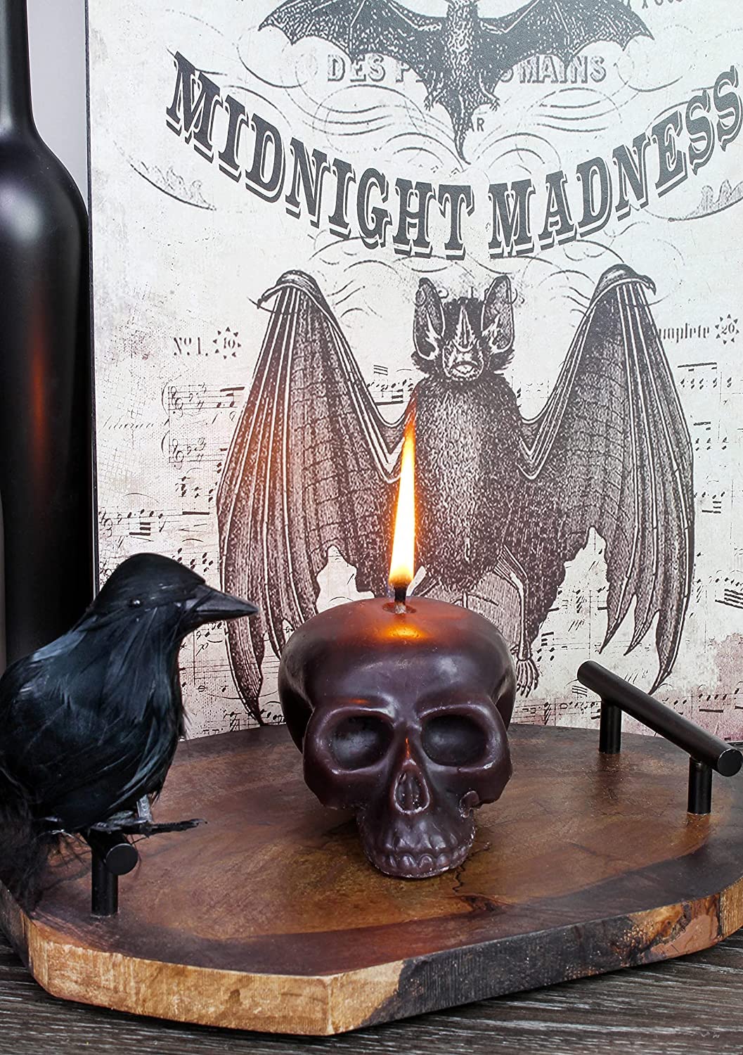 Darware Large Skull Candles (2-Pack, Black); 4.75 x 3-Inch Decorative Themed Candles for Halloween, Horror and Novelty Decor