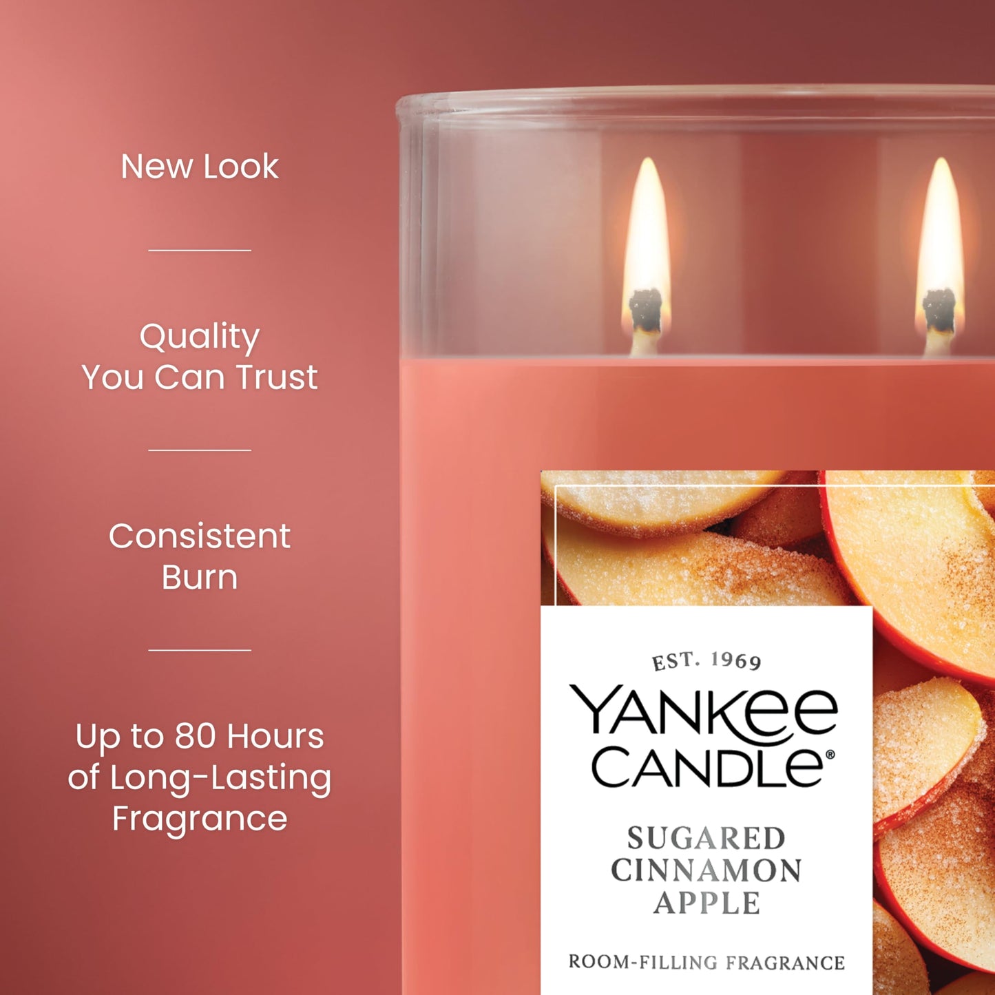 Yankee Candle Large Tumbler Scented Candle with up to 80 Hour Burn Time, Premium Plant Wax Blend for Consistent Burn, 20 oz Tumbler Candle with Room Filling Fragrance, Sugared Cinnamon Apple