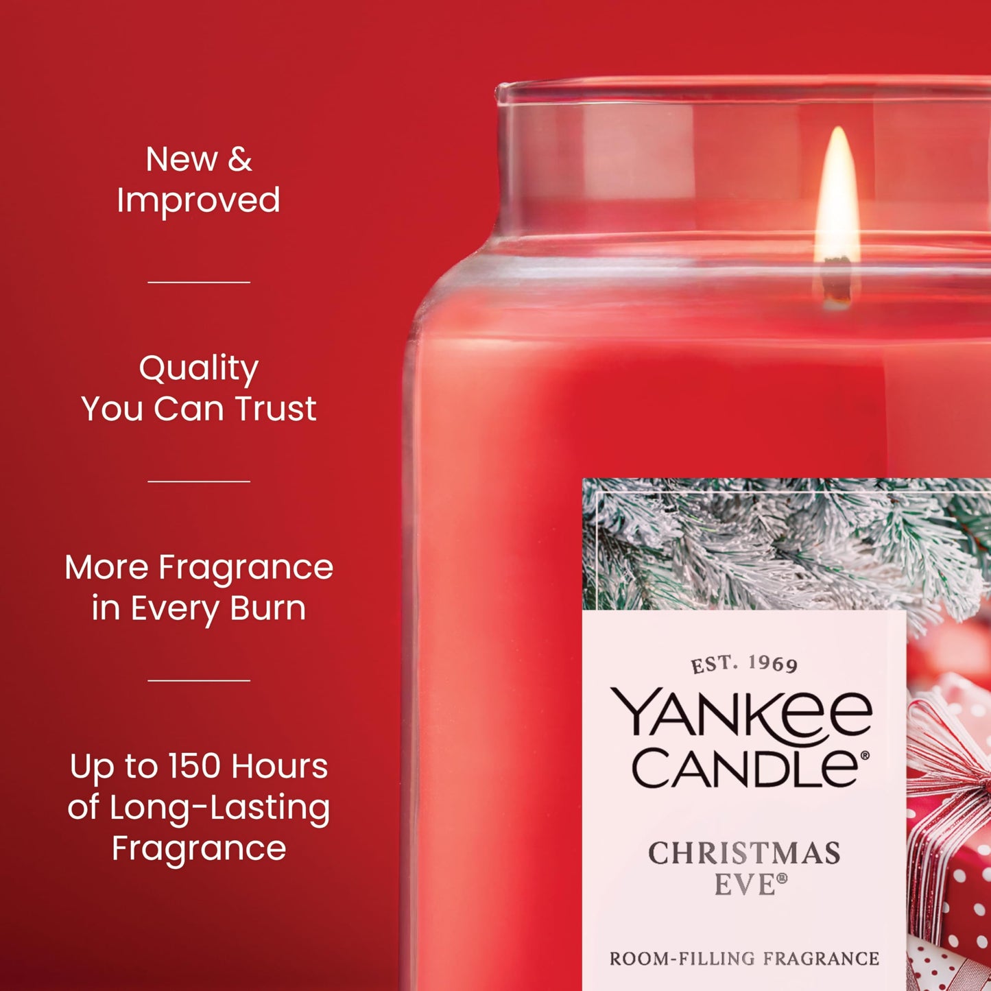 Yankee Candle Christmas Eve Scented Candle, 22oz Large Jar, Up to 150 Hour Burn Time, Giftable