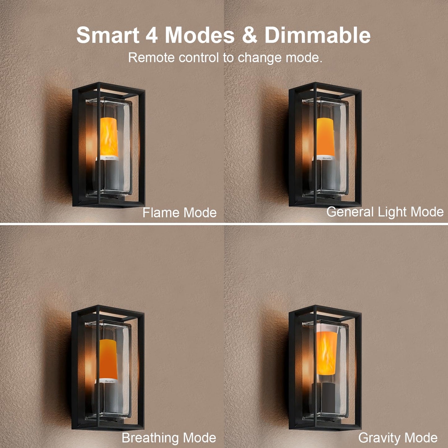 Upgraded LED Flame Light, Rechargeable Flame Lamp with Remote & Timer, 4 Modes Upside-Down Effect, Waterproof Battery Operated Dimmable Flameless Candles for Camping Indoor Outdoor Decor, 2 PCS