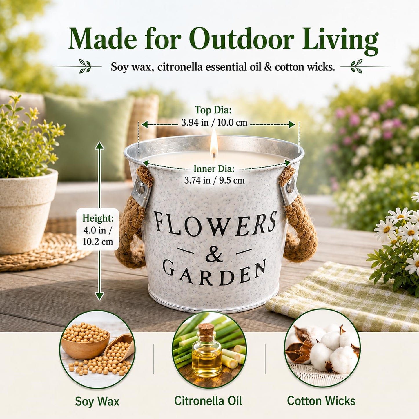 Citronella Candles Outdoor, 50oz Citronella Candle for Patio, Garden, Yard, Balcony Backyard & Camping,Total 300Hours Burning Large Summer Outdoor Candles 4 Pack