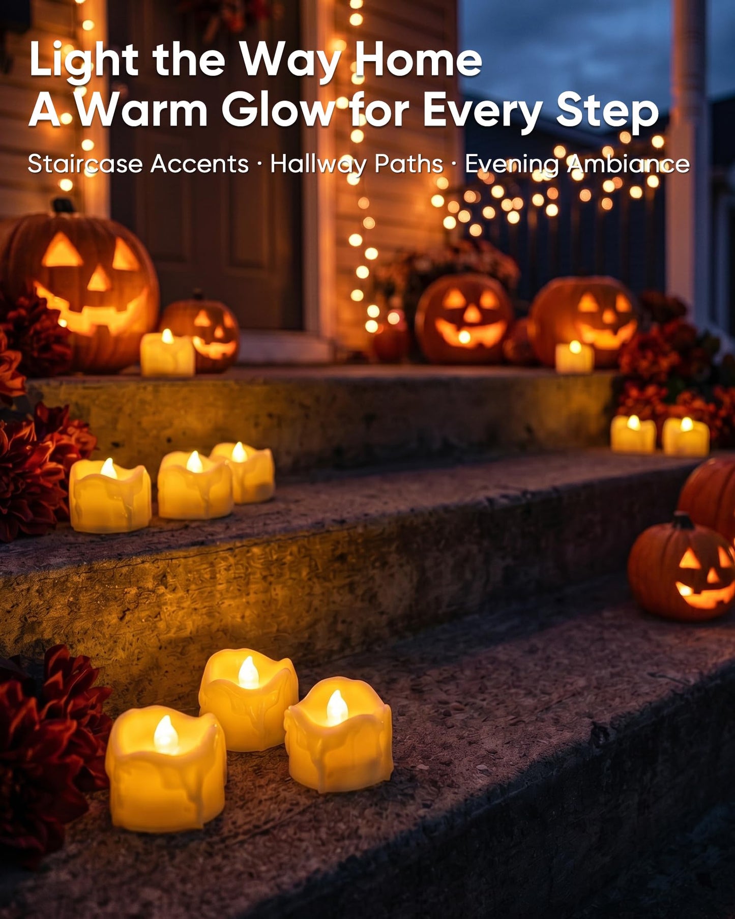Homemory 24Pcs Dripping Flameless LED Tea Lights, 1.58" x 1.2" Battery Operated Flickering Fake Candles, 200+ Hours Electric Votive Tealights for Wedding, Halloween, Christmas Centerpieces, Ivory Body