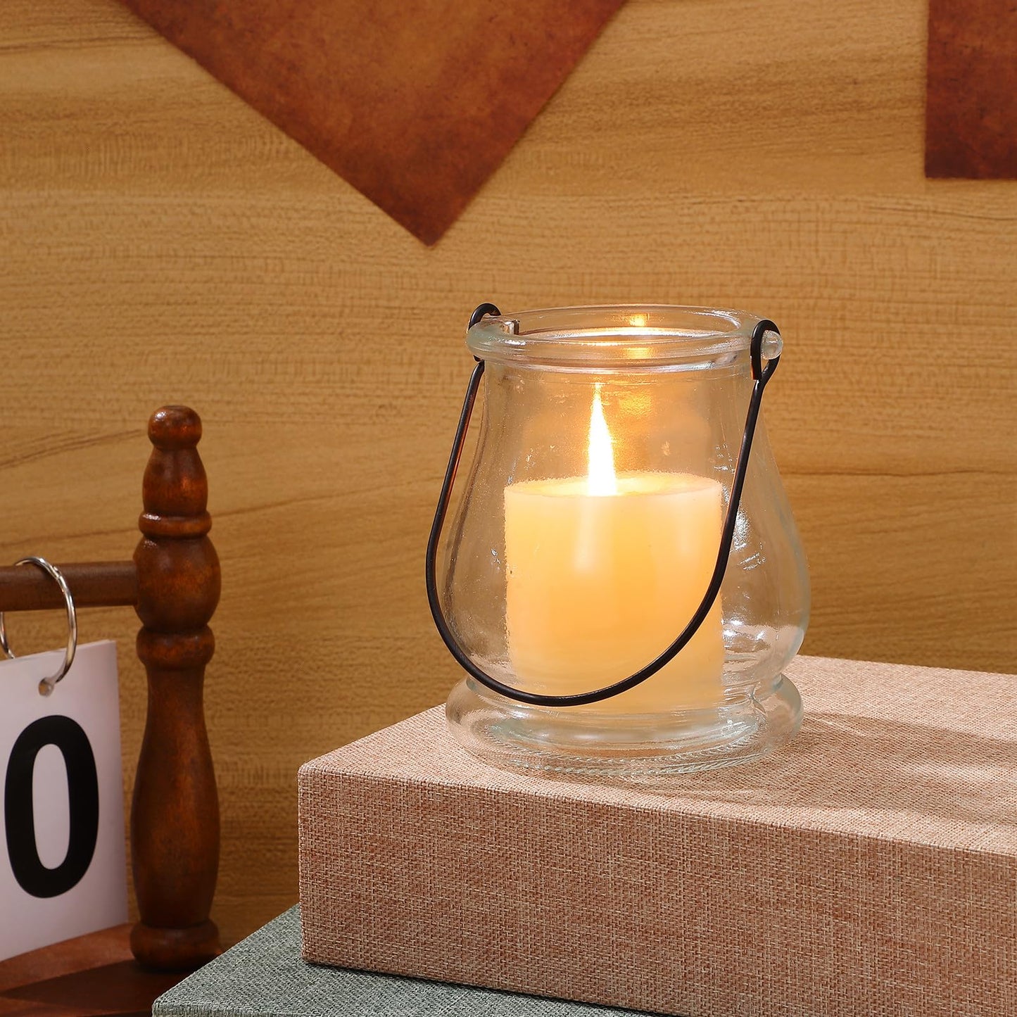 Angoily 4pcs Hanging Glass Candle Holders with Handles Clear Glass Vase Hydroponic Planters Home Decorative Candlesticks