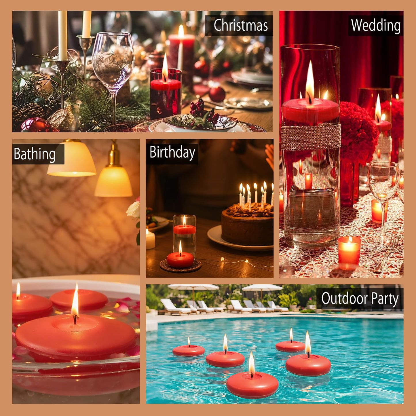 3 inch Floating Candles 36 Packs Red Floating Candle for Centerpieces 8-9 Hours Floating Candles 3” Water Candles for Cylinder Vases, Pool, Wedding, Mother's Day, Party